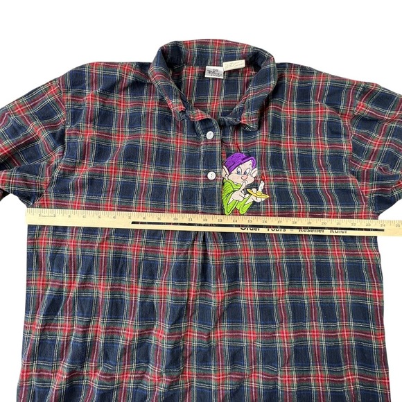 Disney Store Dopey Plaid Nightgown Flannel Long Sleeve Womens One Size‎ Vintage - Picture 7 of 8